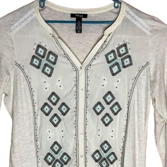 Style & Co 3X Boho Embroidered Top - Picture 1 of 5